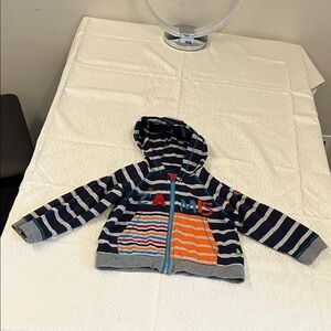 Striped Navy and Orange Kids Hoodie